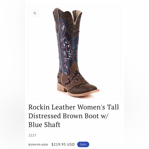 Rockin Leather Women’s Tall Distressed Brown Boot w/ Blue Shaft 2121 Size 9.5 - Picture 10 of 10